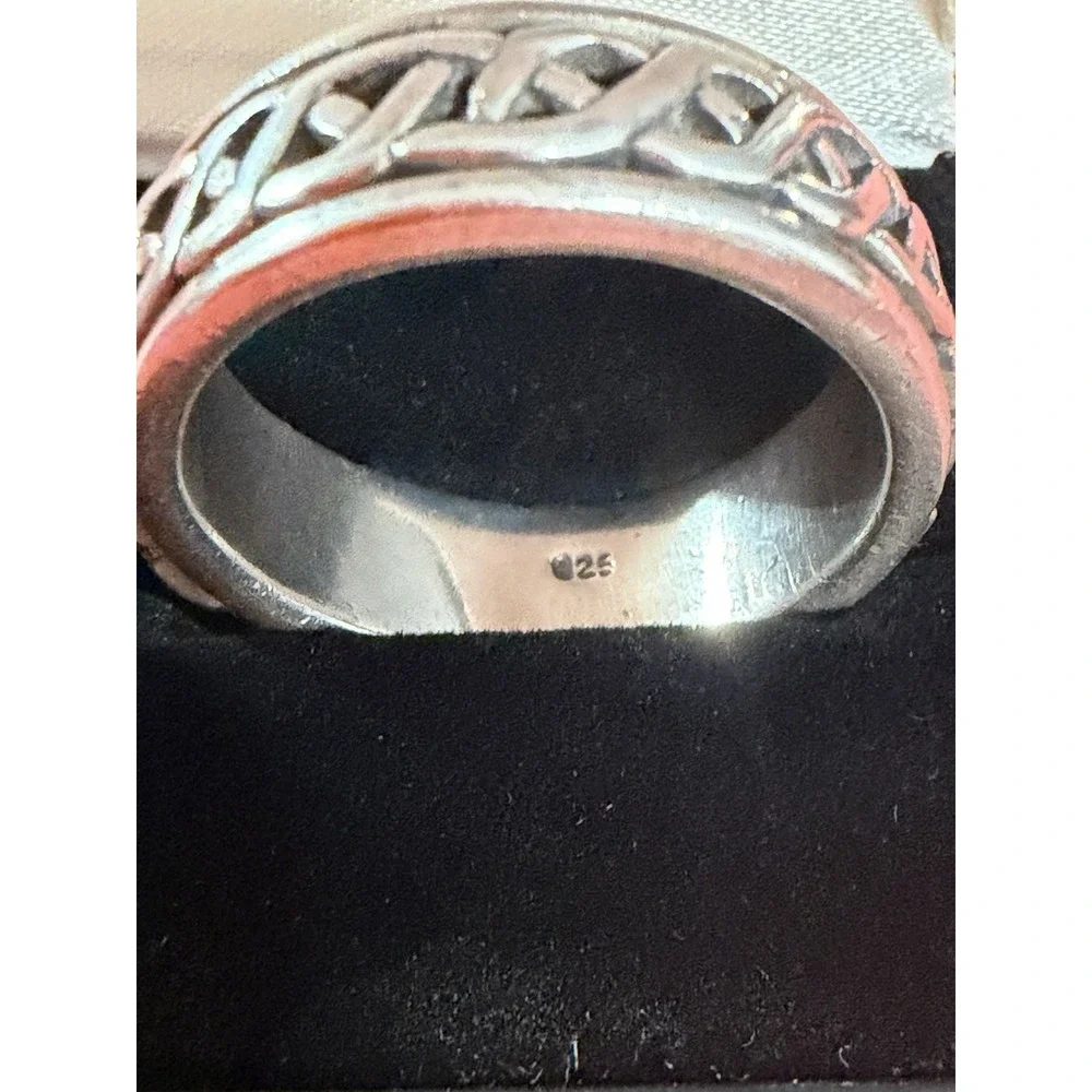 Hamilton & Young Scotland SS925 Celtic Spinning Ring Sz14 Edinburgh Hallmark Box